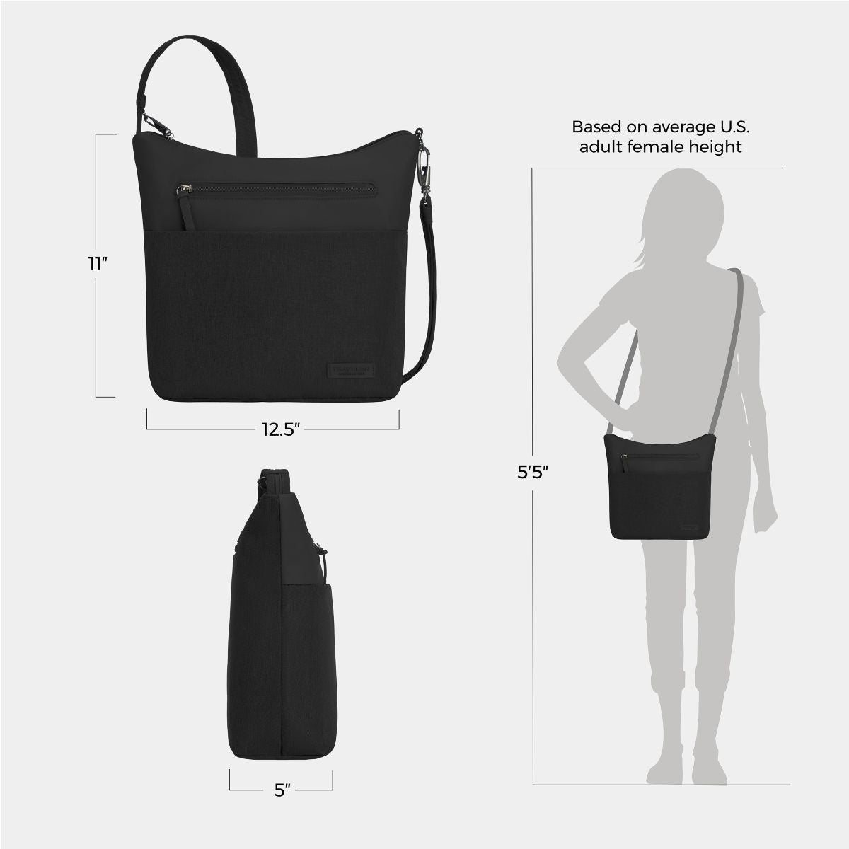 Travelon Unisex Anti-Theft Metro Crossbody in Black