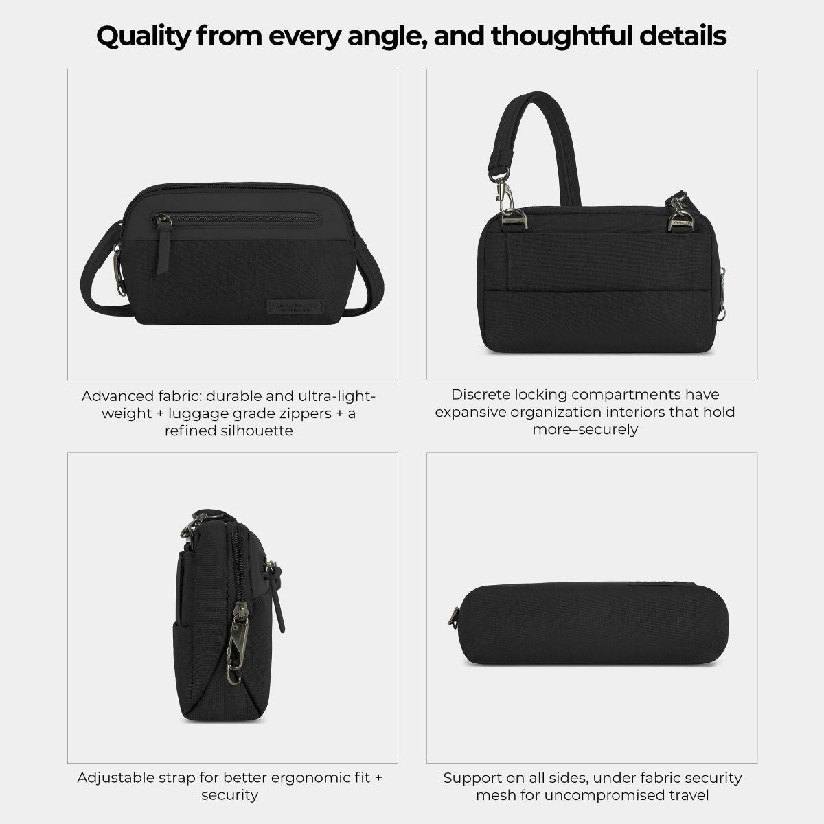 Travelon Women's Anti-Theft Metro Convertible Small Crossbody in Black