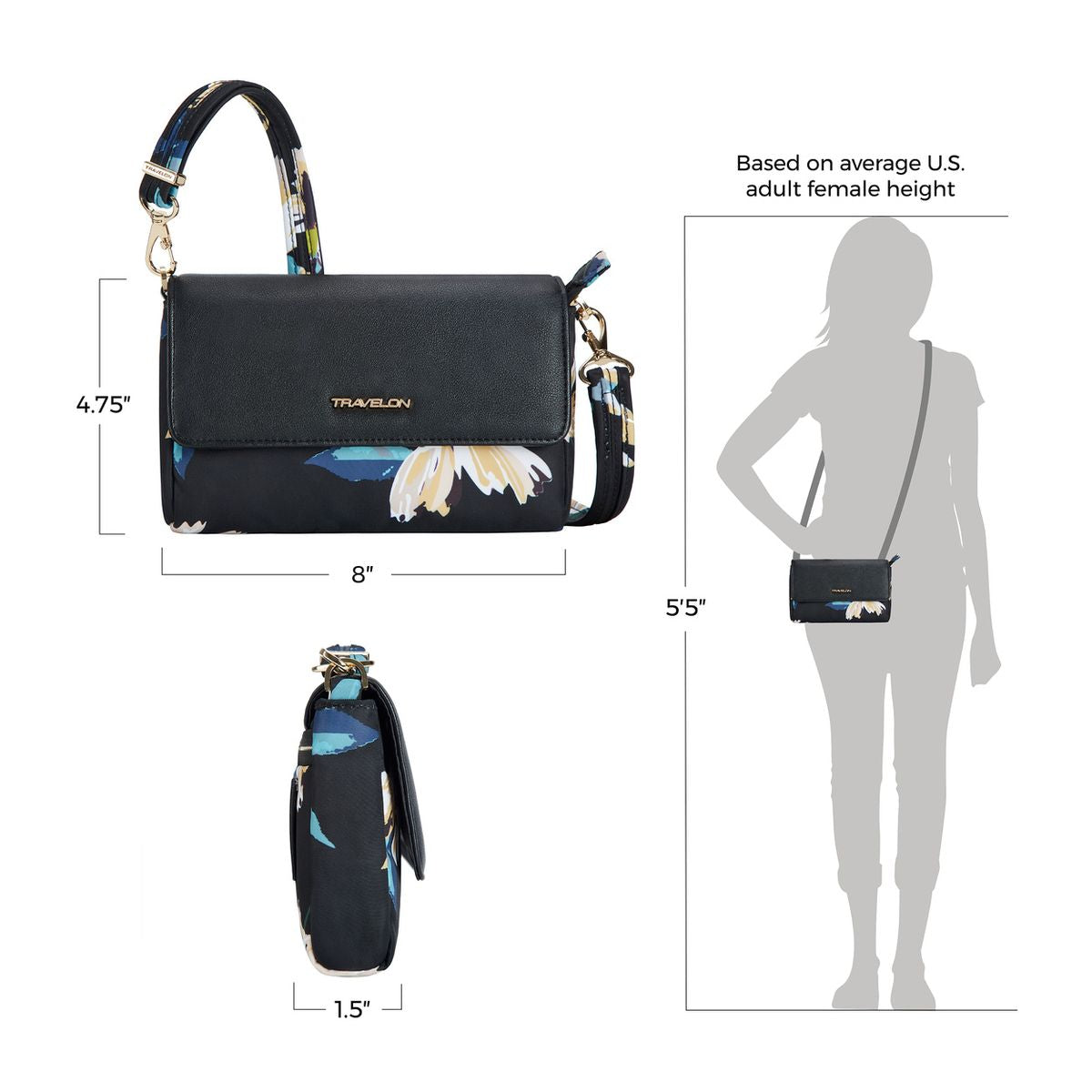 Anti-Theft Addison Convertible Belt Bag in Midnight Floral