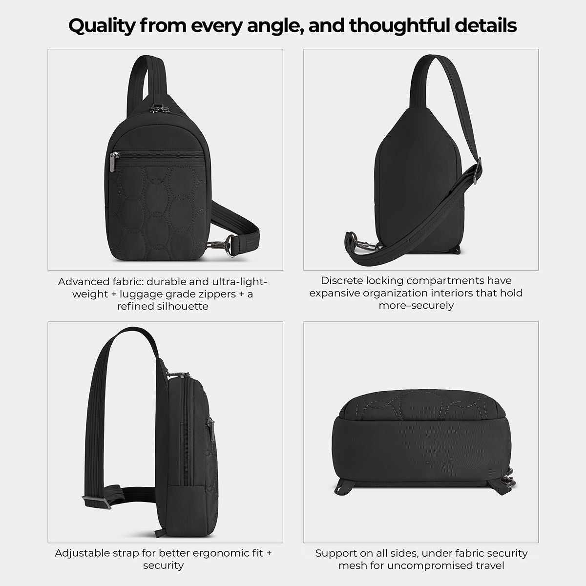 Travelon Women's Runways Anti-Theft Small Sling in Black