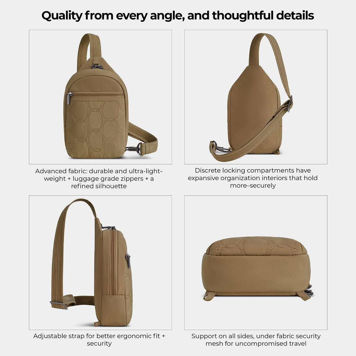 Travelon Women's Runways Anti-Theft Small Sling in Latte