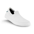 White Vessi waterproof slip-on sneaker with a knit upper and a thick white sole, SHBWSWW