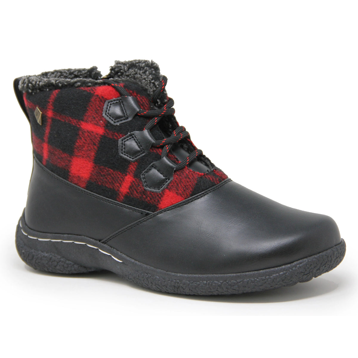 Wanderlust Amelia Flannel Women's Lace-Up Boot In Red Black