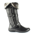 Tall black waterproof winter boot with synthetic upper, side zipper, soft fold-down faux fur collar, and rugged tread sole designed for snowy, icy conditions. Style #T17653WC