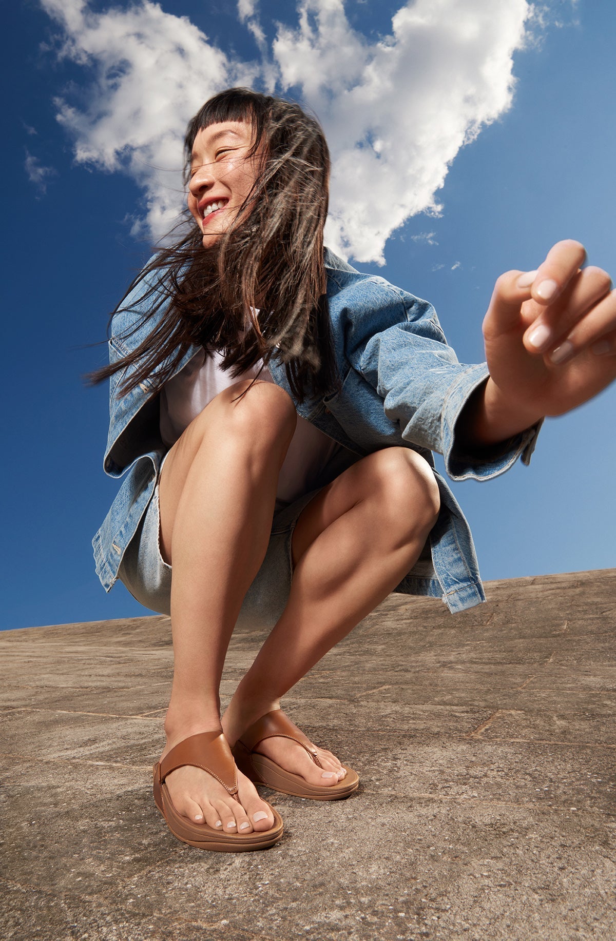 FitFlop Lulu Adjustable Toe-Post Sandal — biomechanical comfort sandal available at Walking On A Cloud