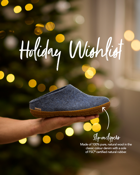 glerup slipper made from 100% wool, the perfect holiday gift