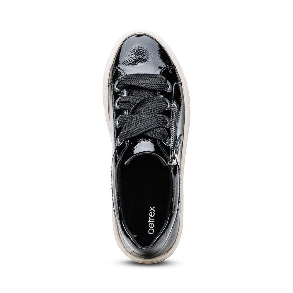 Aetrex Aubrey Arch Support Platform Sneaker in Black Patent