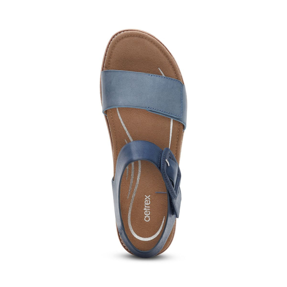 Aetrex Claire Women's Adjustable Strap Sandal – Navy