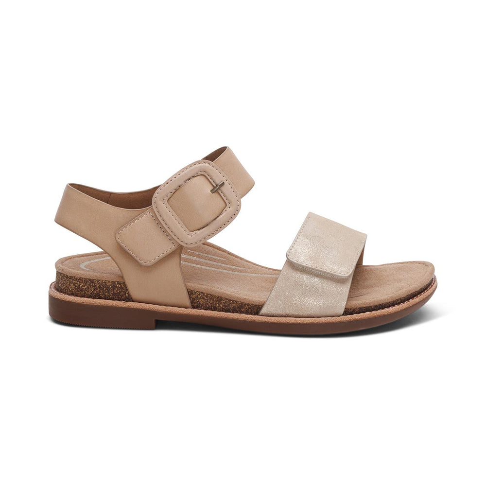 Aetrex Claire Women's Adjustable Strap Sandal – Champagne