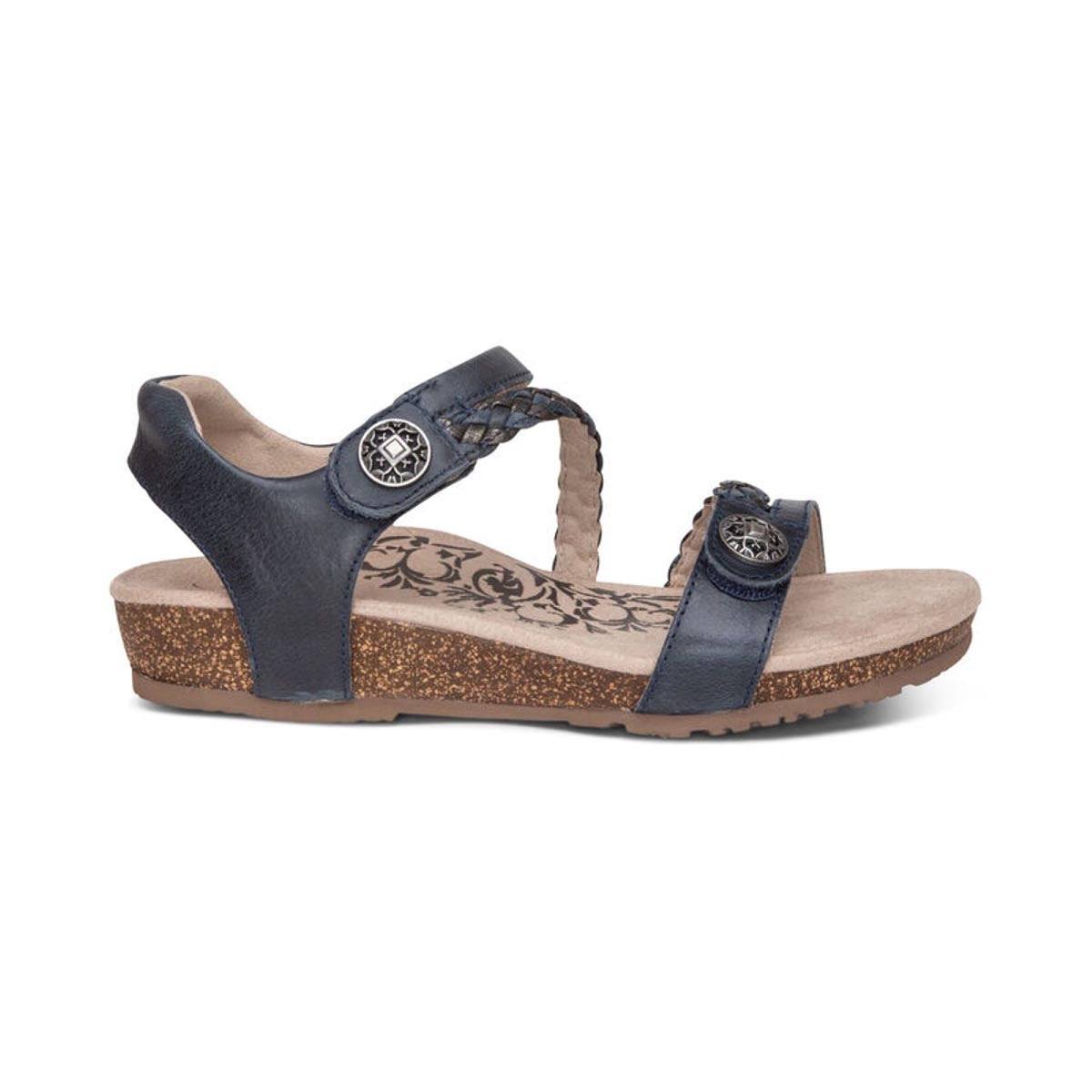 Aetrex Jillian Women's Braided Quarter Strap Sandal in Navy