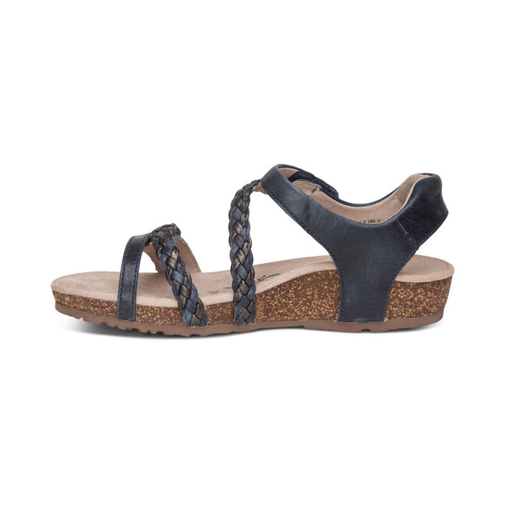 Aetrex Jillian Women's Braided Quarter Strap Sandal in Navy