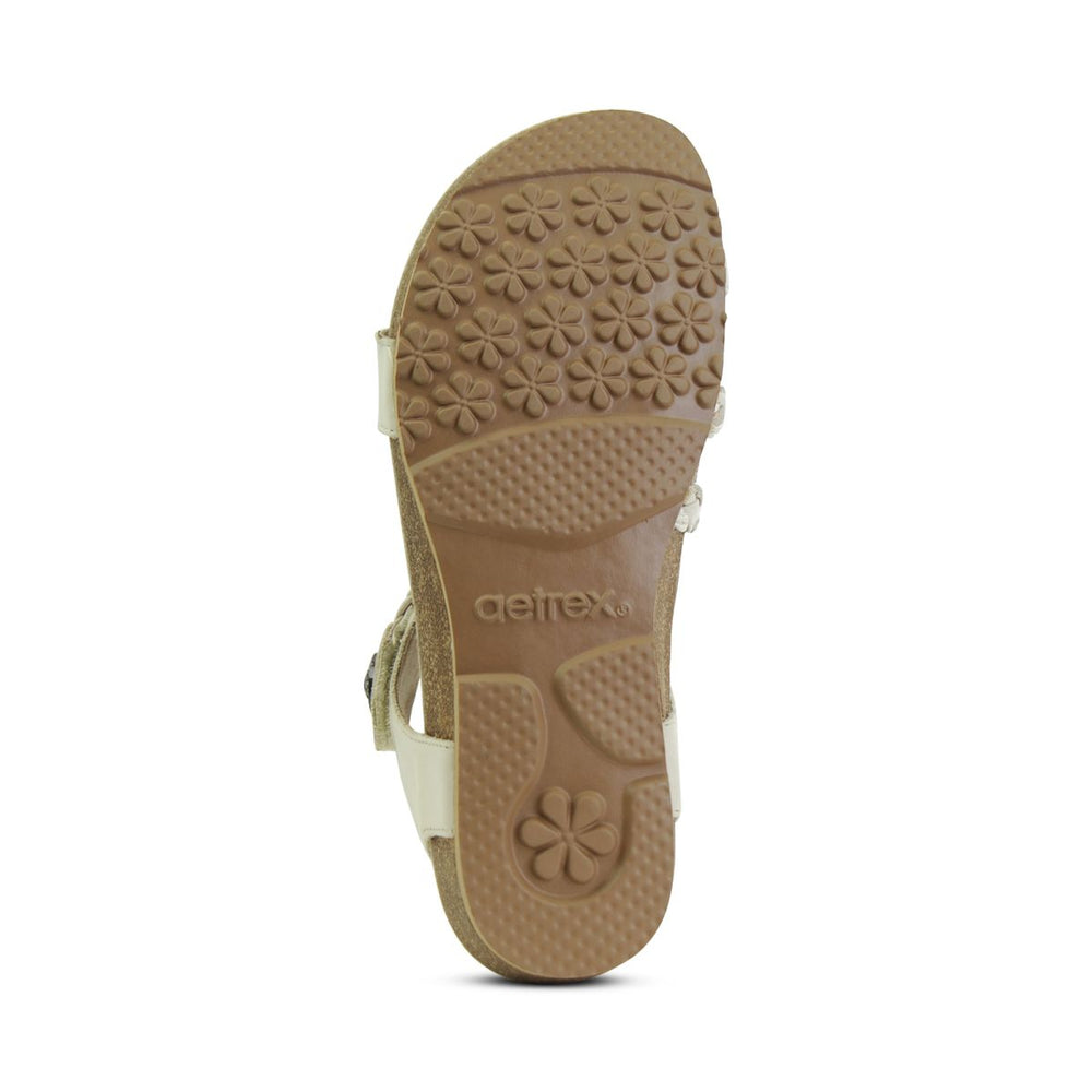 Aetrex Jillian Women's Braided Quarter Strap Sandal – Ivory