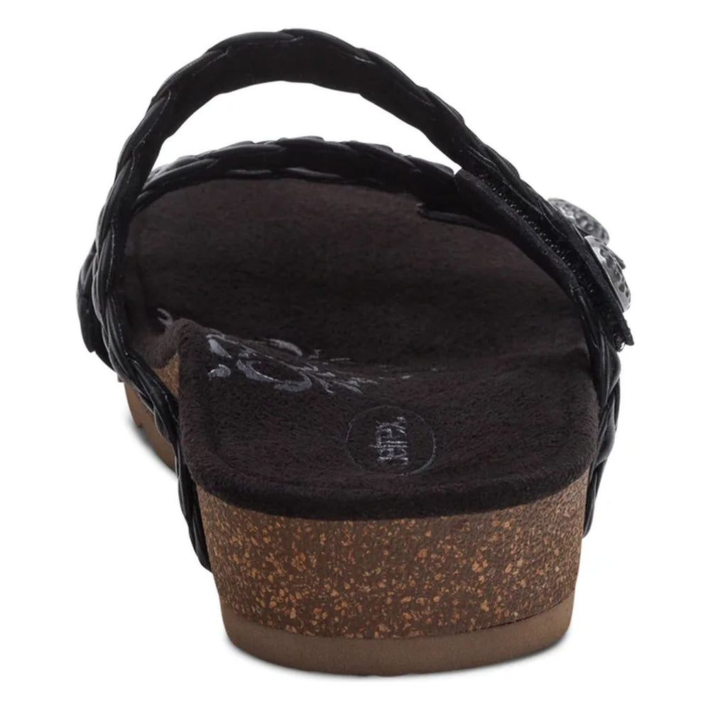 Aetrex Josie Women's Adjustable Braided Slide in Black