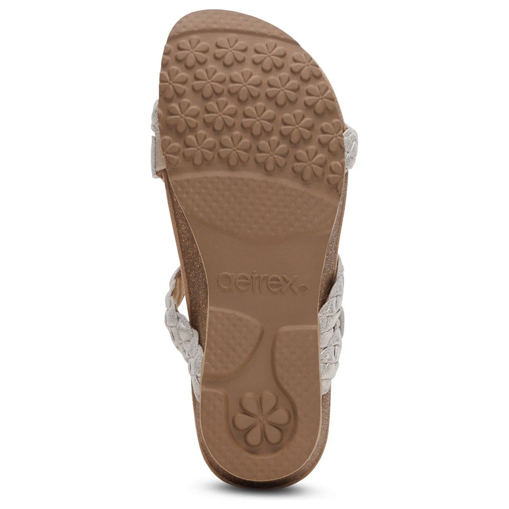 Aetrex Josie Women's Adjustable Braided Slide in Champagne
