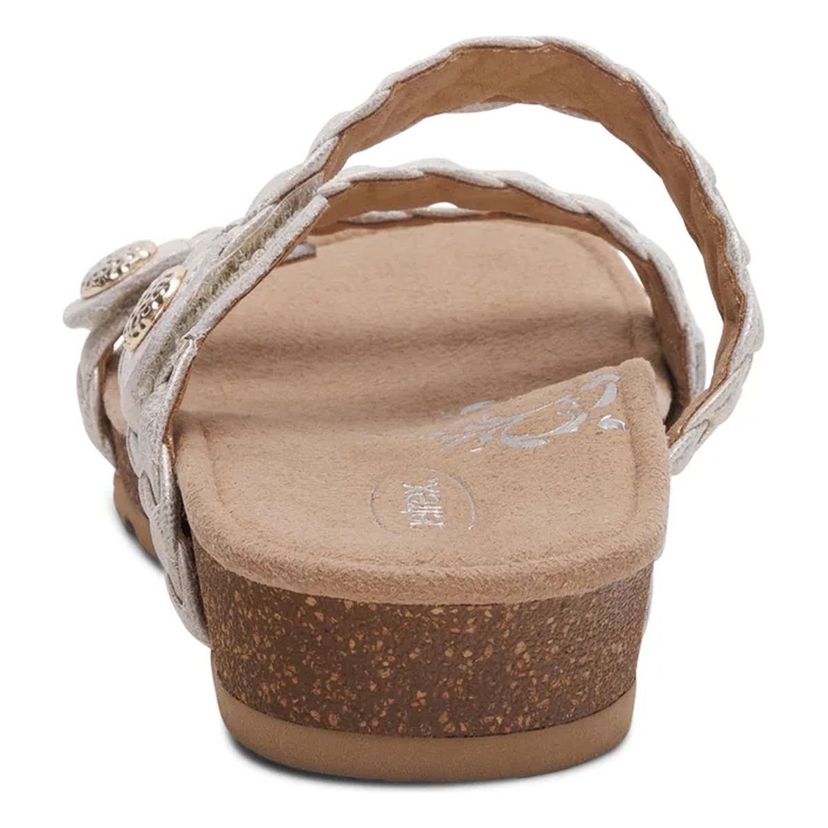 Aetrex Josie Women's Adjustable Braided Slide in Champagne