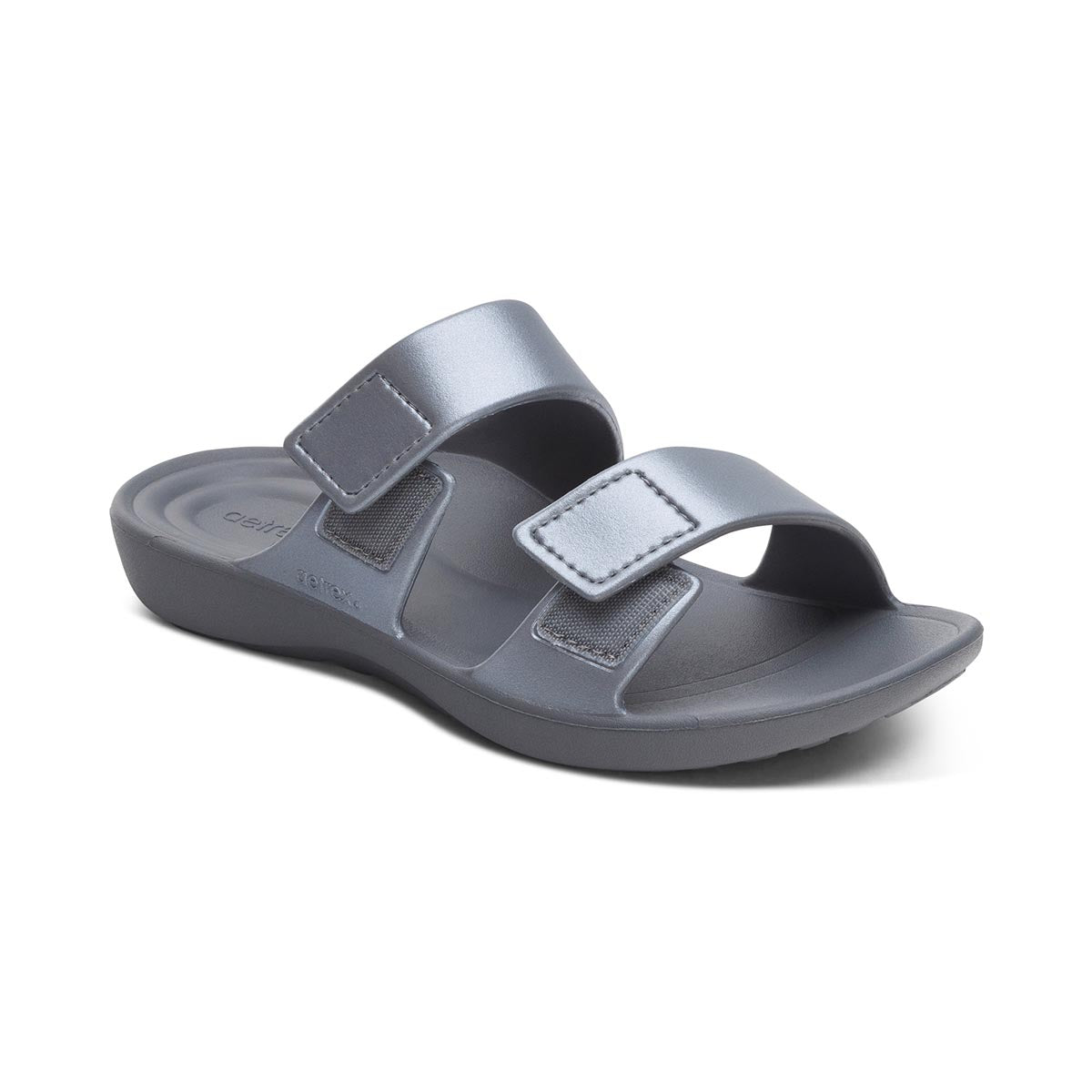 Aetrex Kaia Women's Two Band EVA Slide – Black Pewter