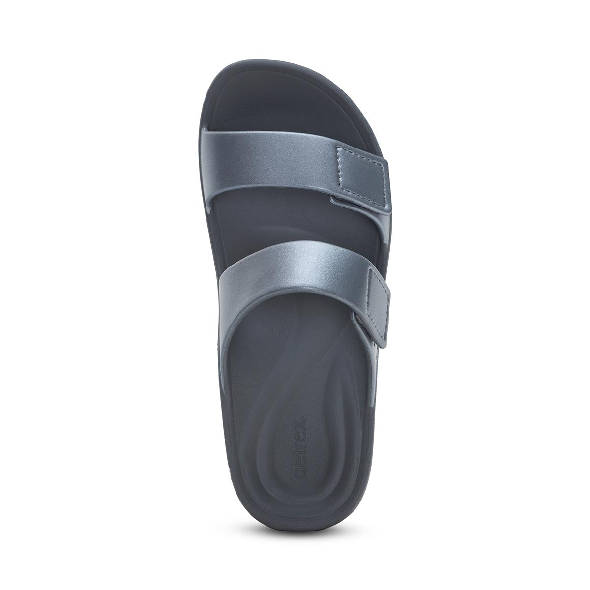 Aetrex Kaia Women's Two Band EVA Slide – Black Pewter