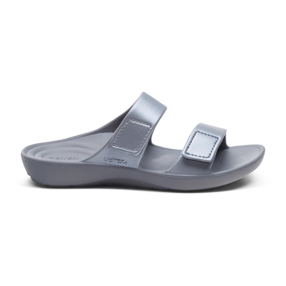 Aetrex Kaia Women's Two Band EVA Slide – Black Pewter