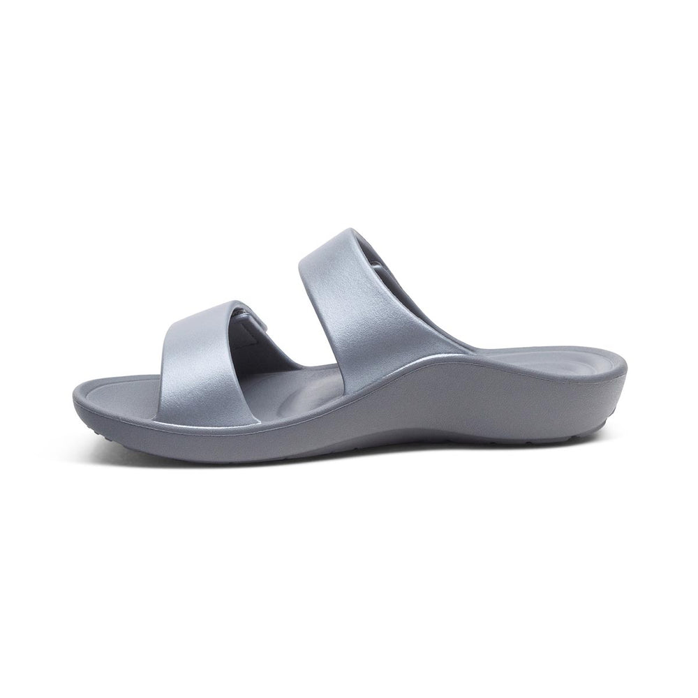 Aetrex Kaia Women's Two Band EVA Slide – Black Pewter