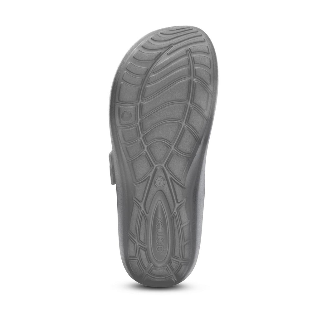 Aetrex Kaia Women's Two Band EVA Slide – Black Pewter