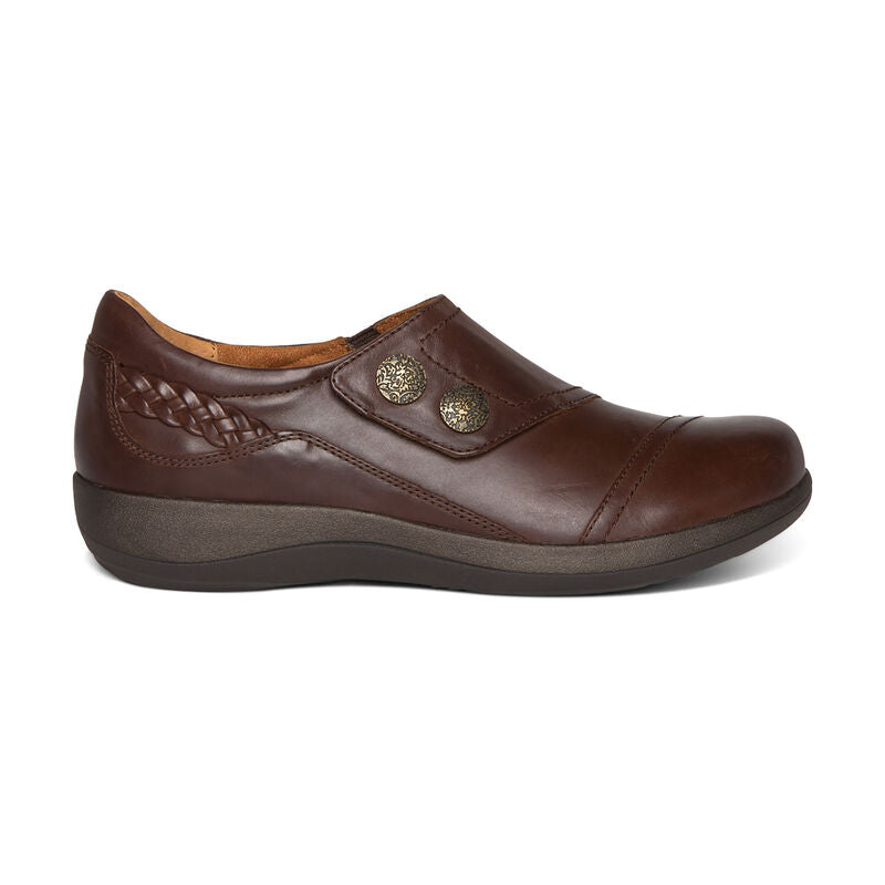 Aetrex Karina Women's Monk Strap Velcro Brown