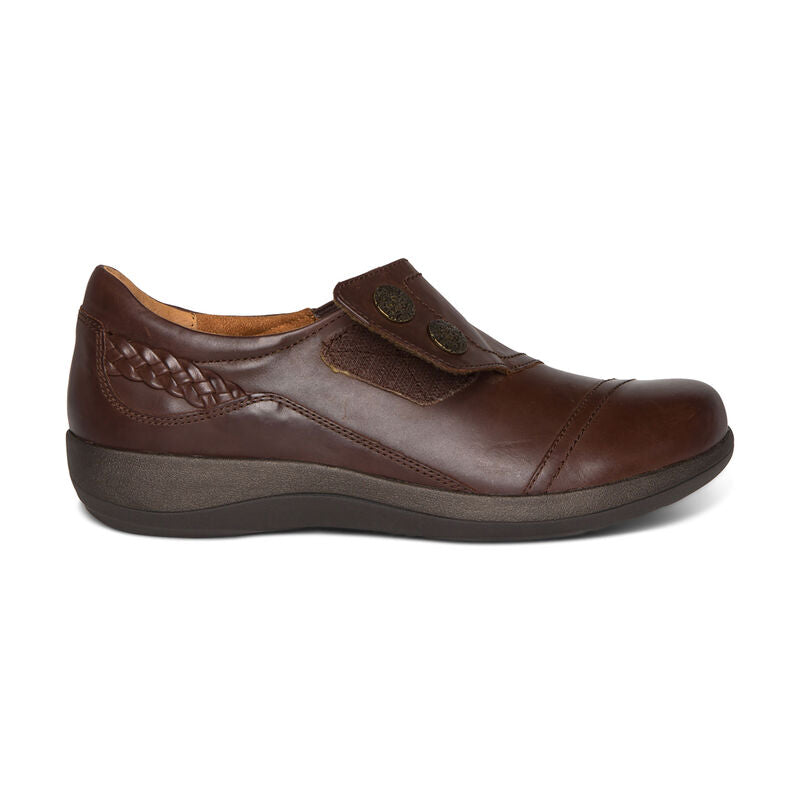 Aetrex Karina Women's Monk Strap Velcro Brown