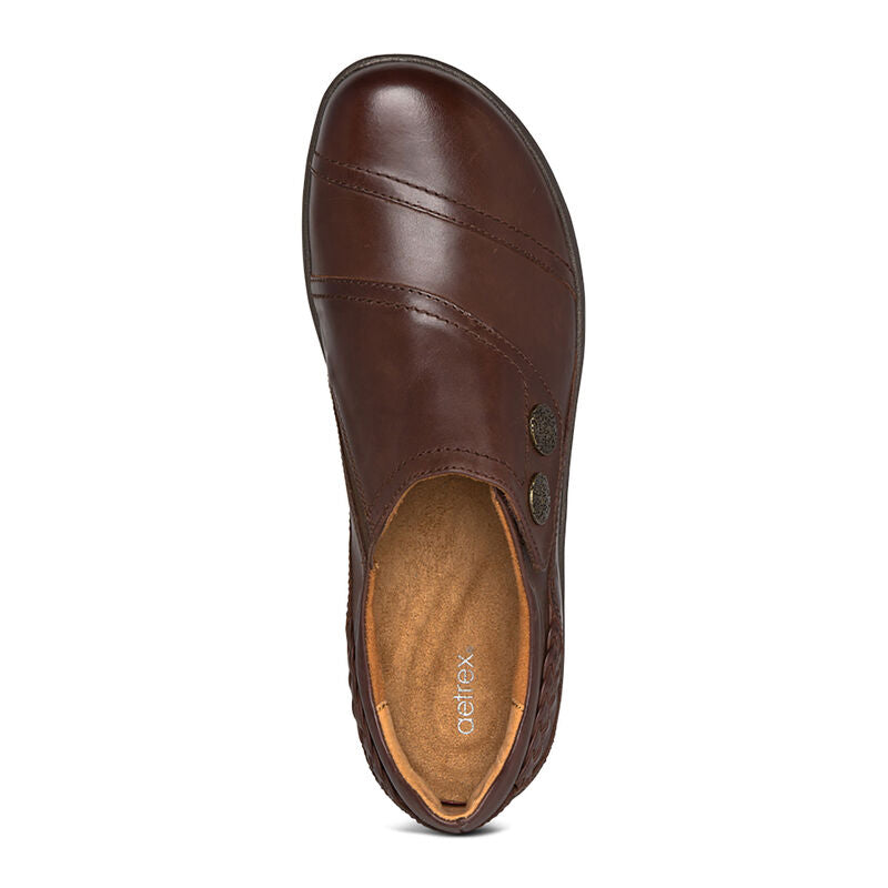 Aetrex Karina Women's Monk Strap Velcro Brown