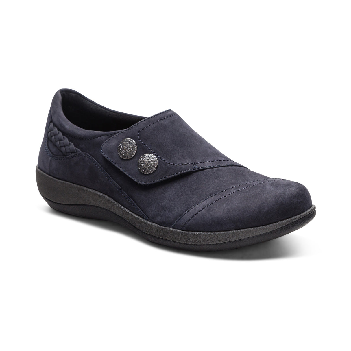 Aetrex Karina Women's Monk Strap Velcro Navy