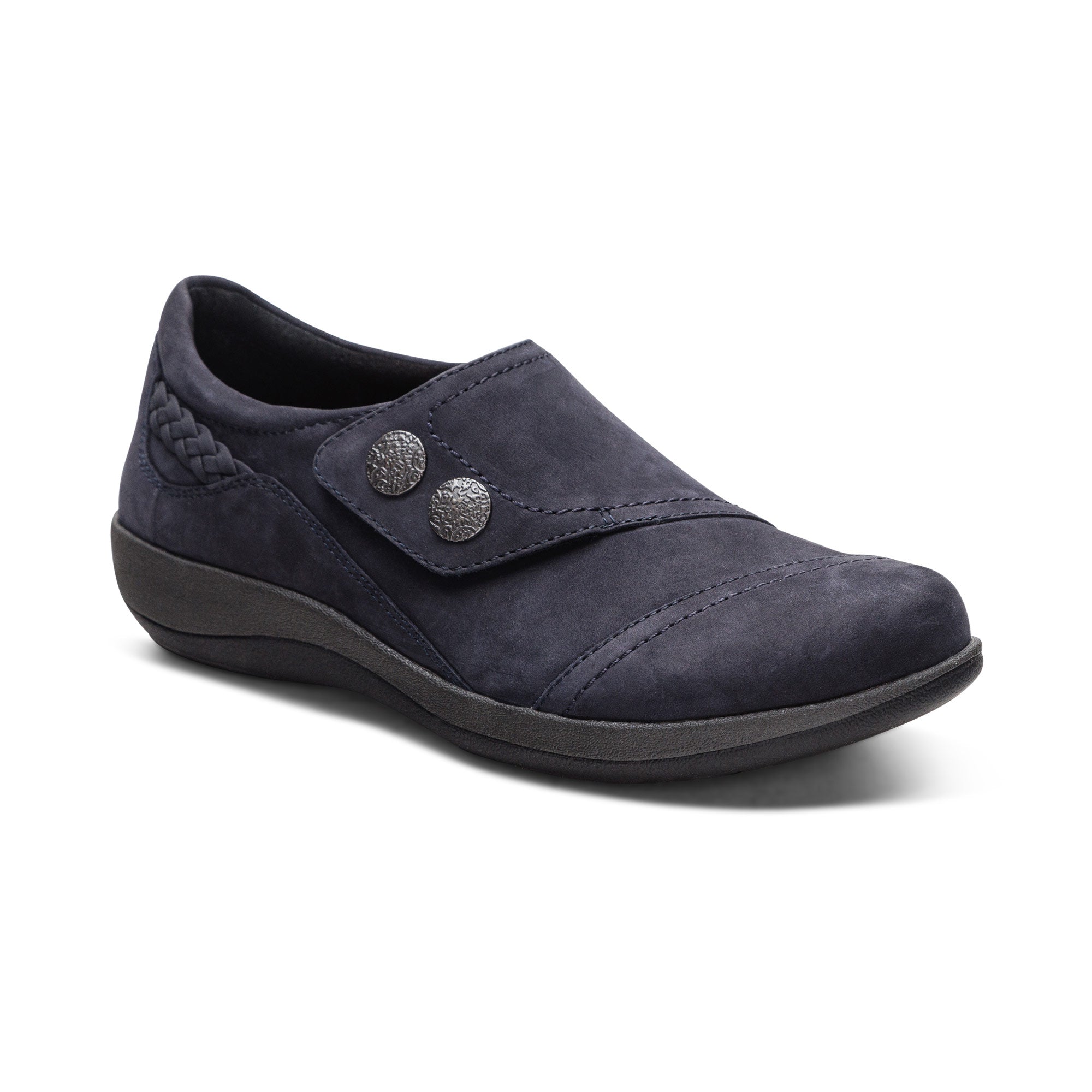 Aetrex Karina Women's Monk Strap Velcro Navy