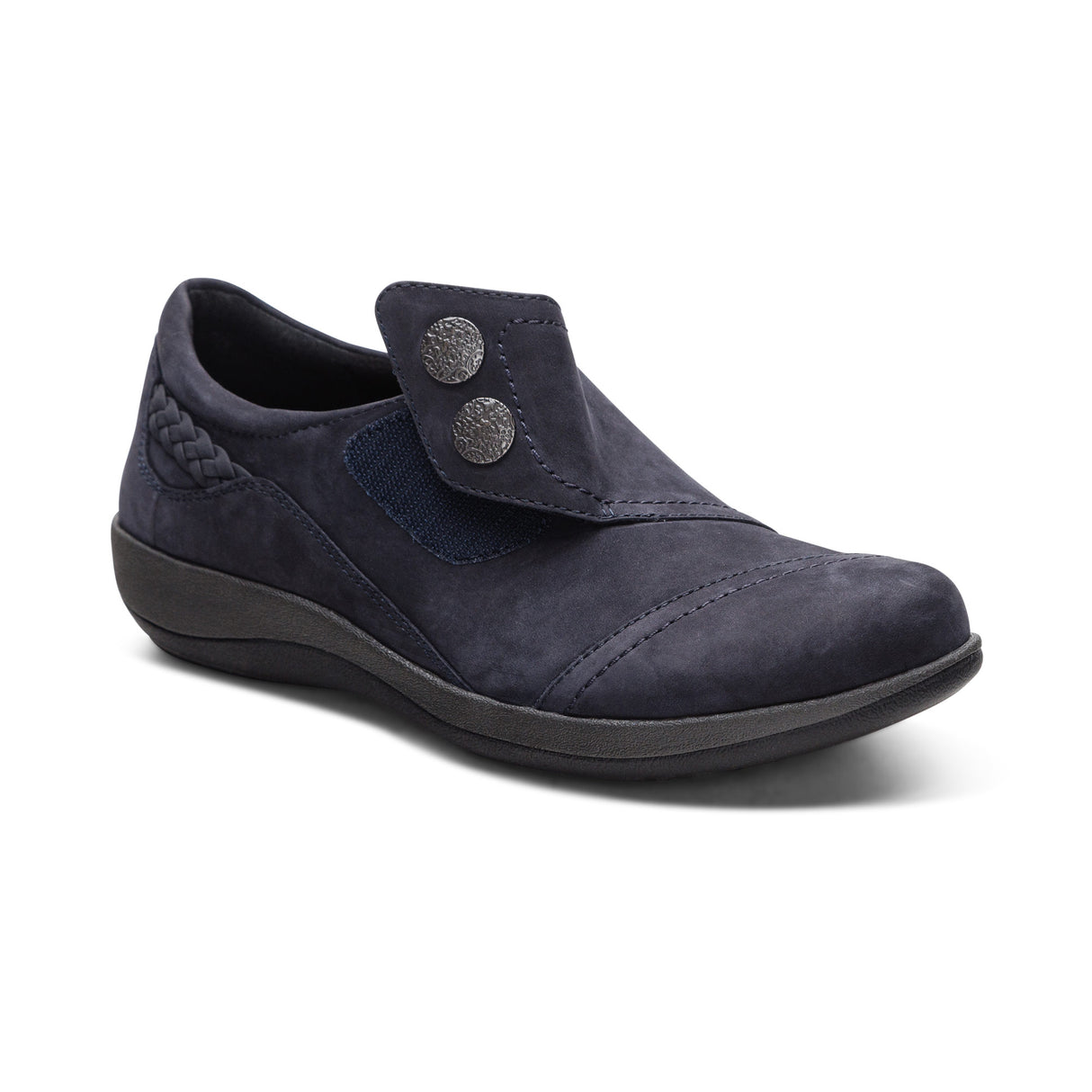 Aetrex Karina Women's Monk Strap Velcro Navy