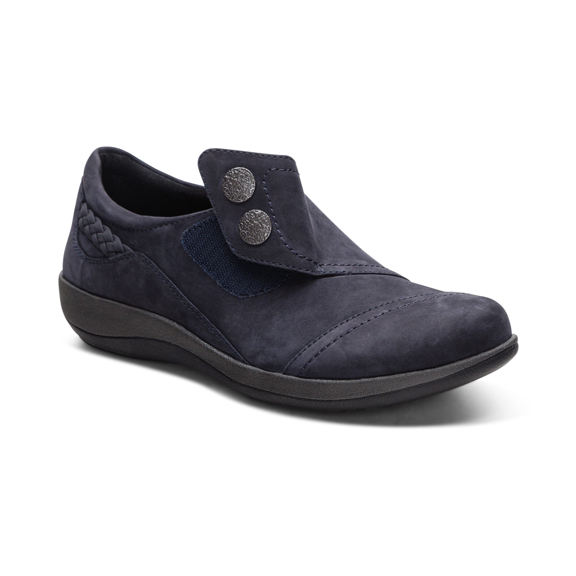 Aetrex Karina Women's Monk Strap Velcro Navy