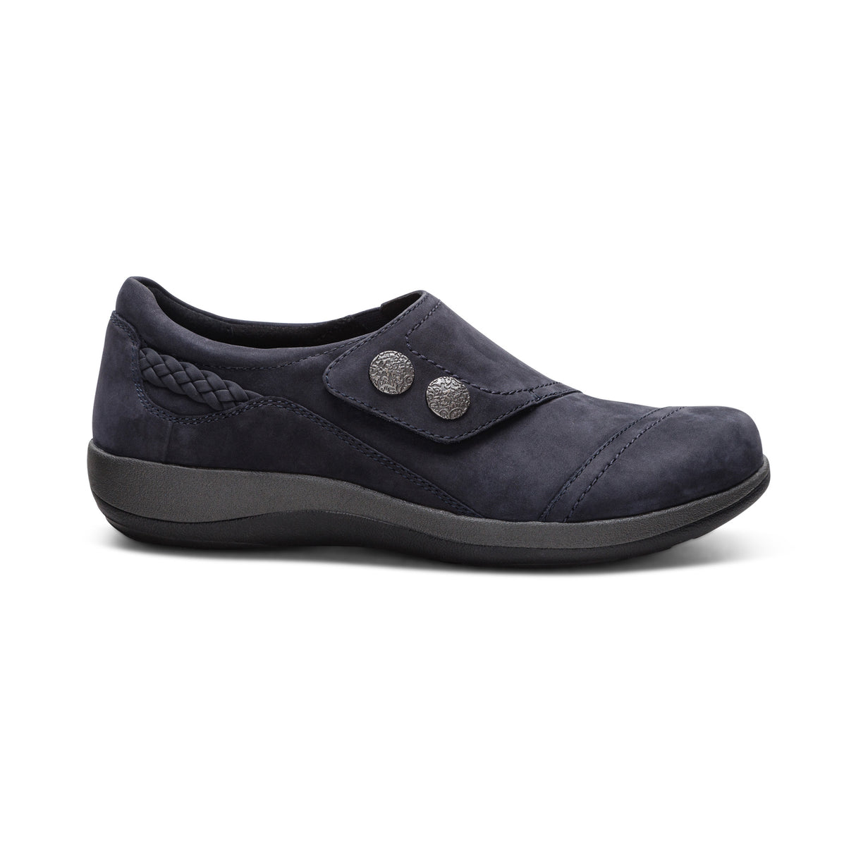 Aetrex Karina Women's Monk Strap Velcro Navy