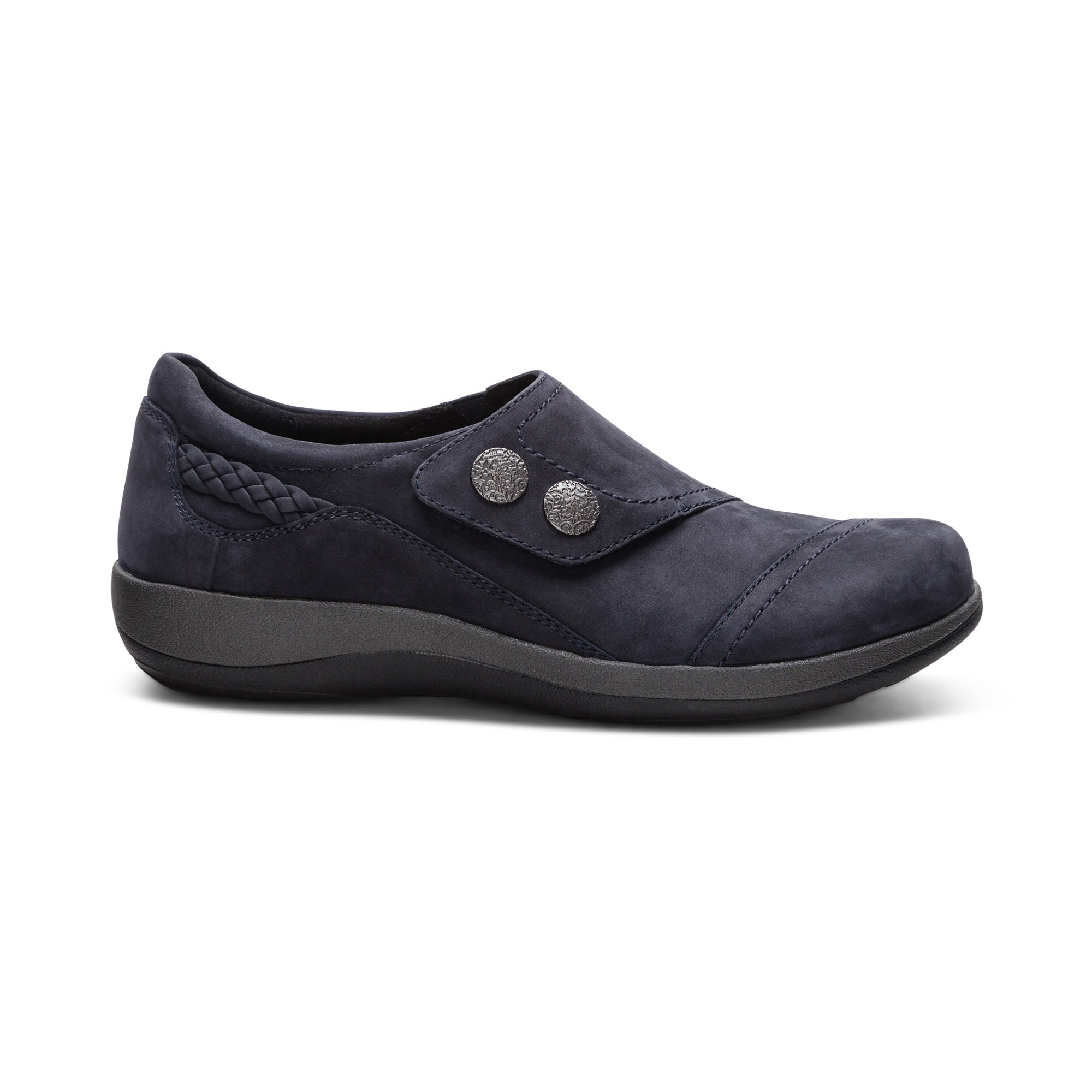Aetrex Karina Women's Monk Strap Velcro Navy