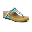 Aetrex Kate Women's Wedge Slide Sandal in Blue Multi