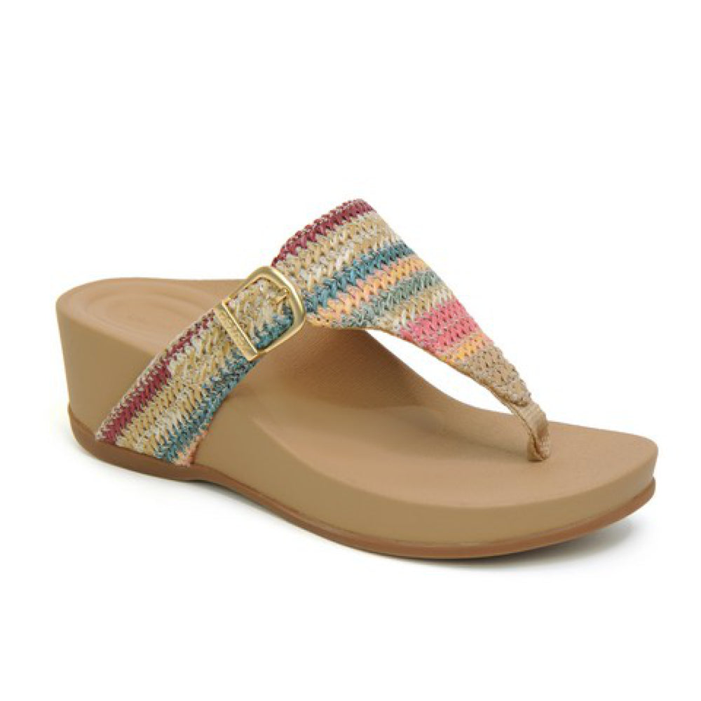 Aetrex Kate Women's Wedge Slide Sandal in Woven Multi