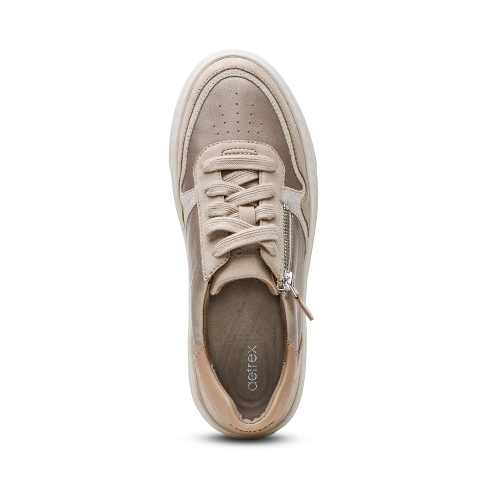 Aetrex Leigh Arch Support Platform Sneakers – Tan