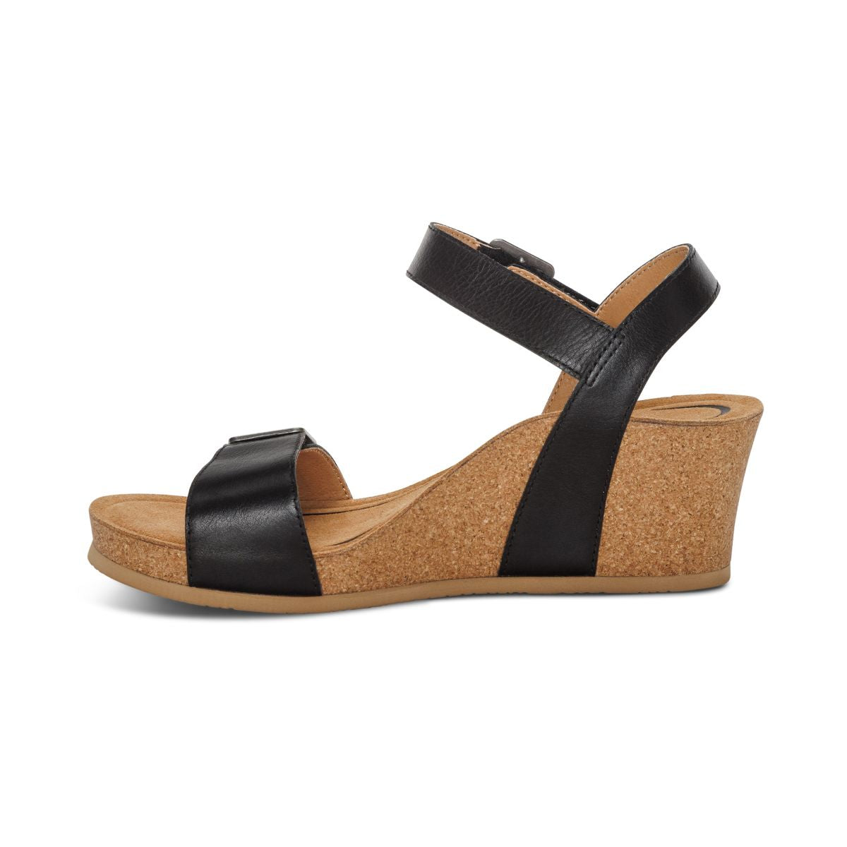 Aetrex Lexa Women's Quarter Strap Wedge – Black