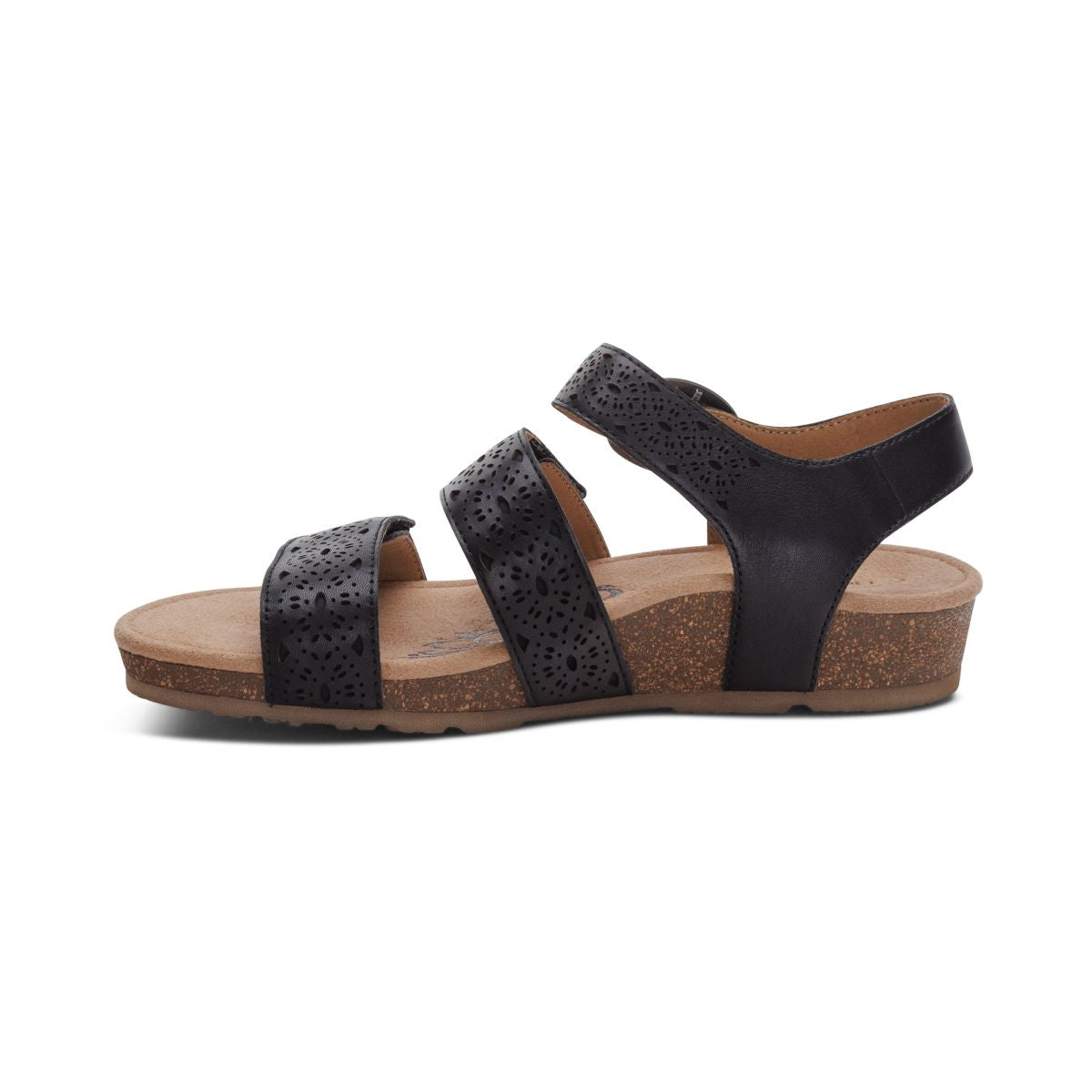 Aetrex Lilly Women's Quarter Strap Cutout Sandal – Black