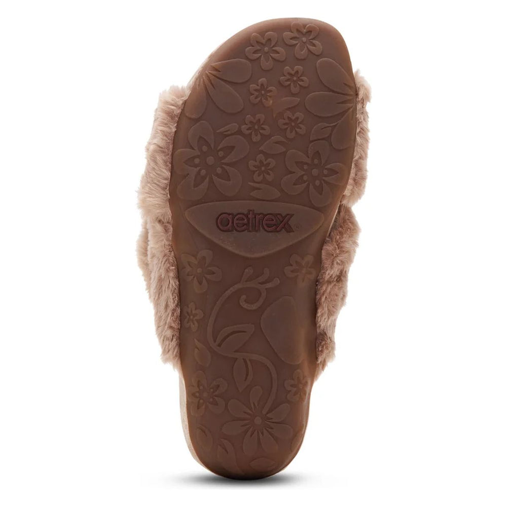 Aetrex Macy Women's Open-Toe Slipper - Mushroom