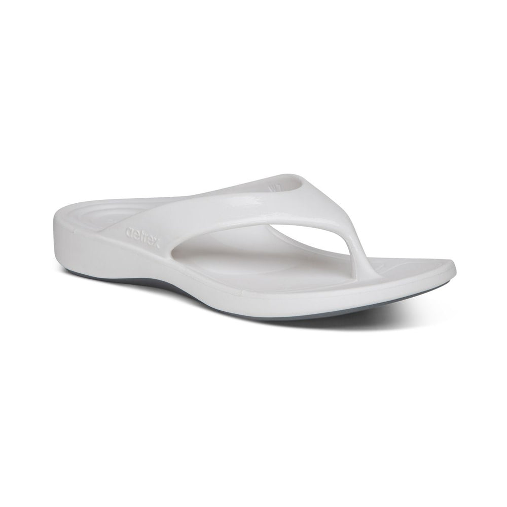 Aetrex Maui Women's Orthotic Flips – White Gloss