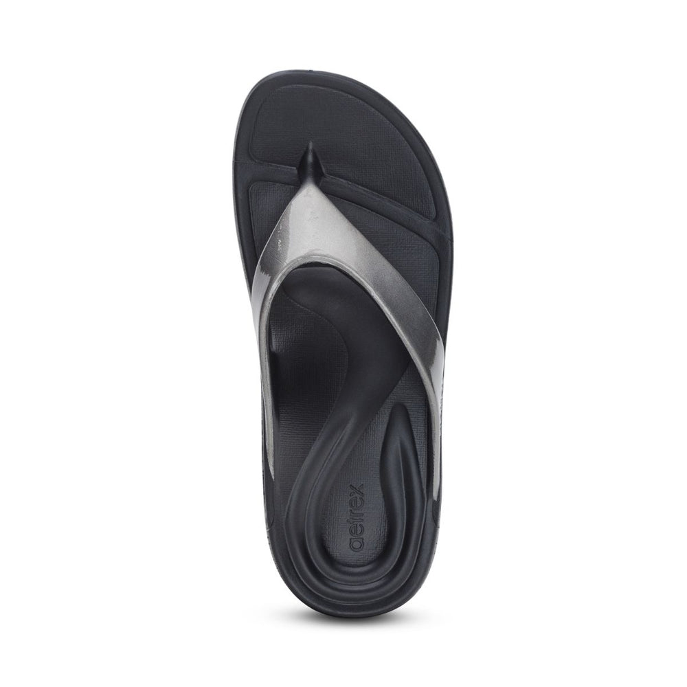 Aetrex Maui Women's Orthotic Flips – Pewter