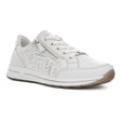 White Ara Osaka leather sneaker with side zipper and subtle print (24801-78) displayed.