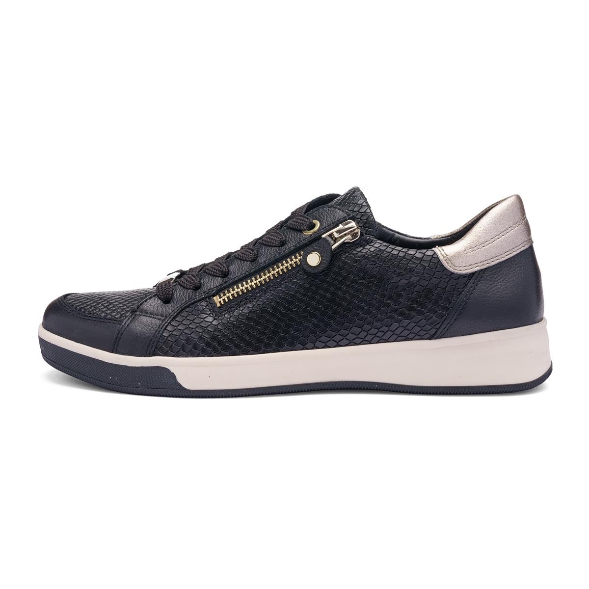 Ara Rei-Low Women's Zip Sneaker in Black Silver