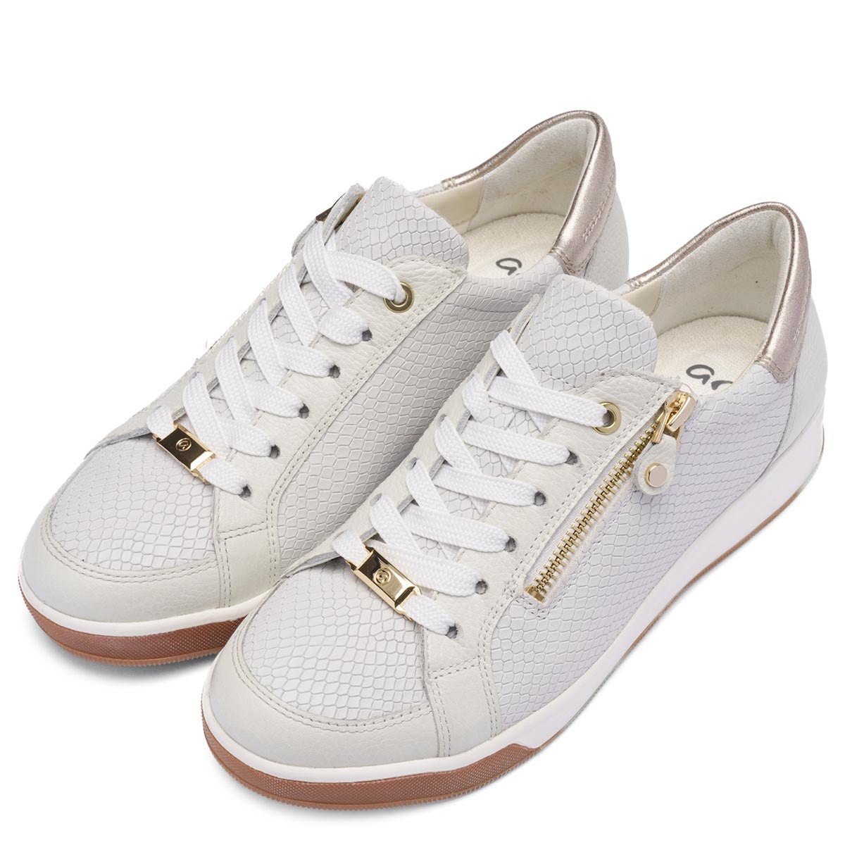 Ara Rei-Low Women's Zip Sneaker in Nebbia Weiss