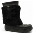 Black Arctic Mukluk 13 women's winter boot with genuine black rabbit fur, waterproof leather, hand beadwork on vamp. Style AMUK-13.