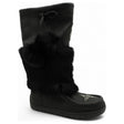 Black Arctic Mukluk 16 women's winter boot with genuine rabbit fur, leather tie top, and hand beadwork detail on the vamp. AMUK-16.