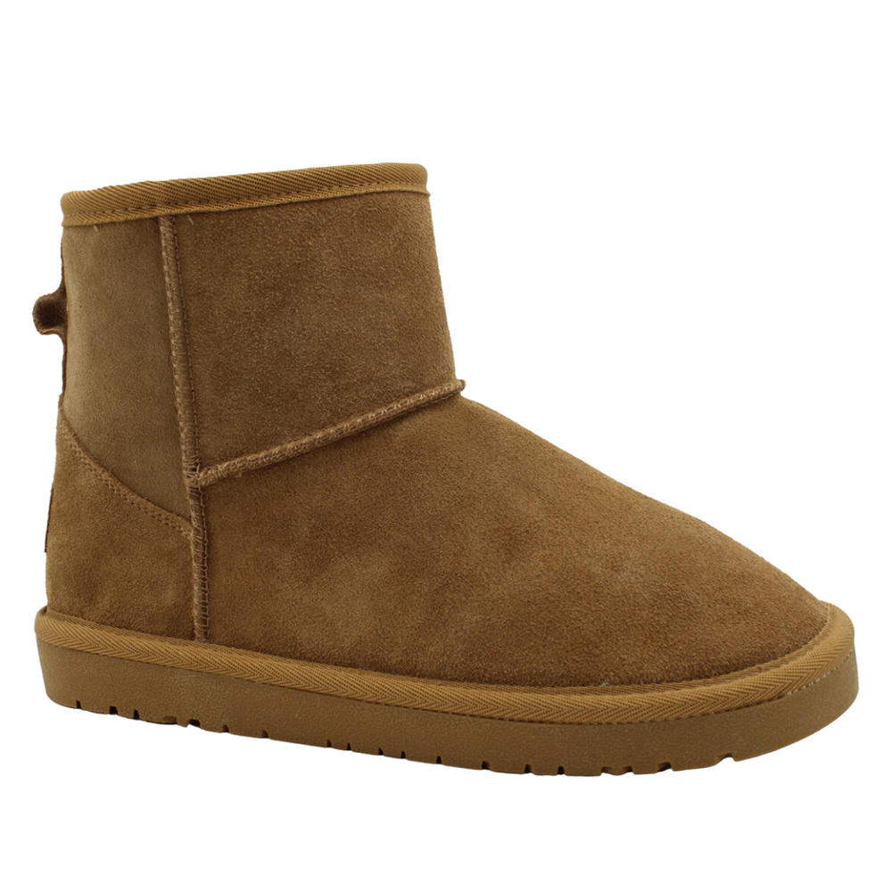 Camel-colored Arctic Muklu women's boot with a suede exterior and visible seams, ARCTIC-01
