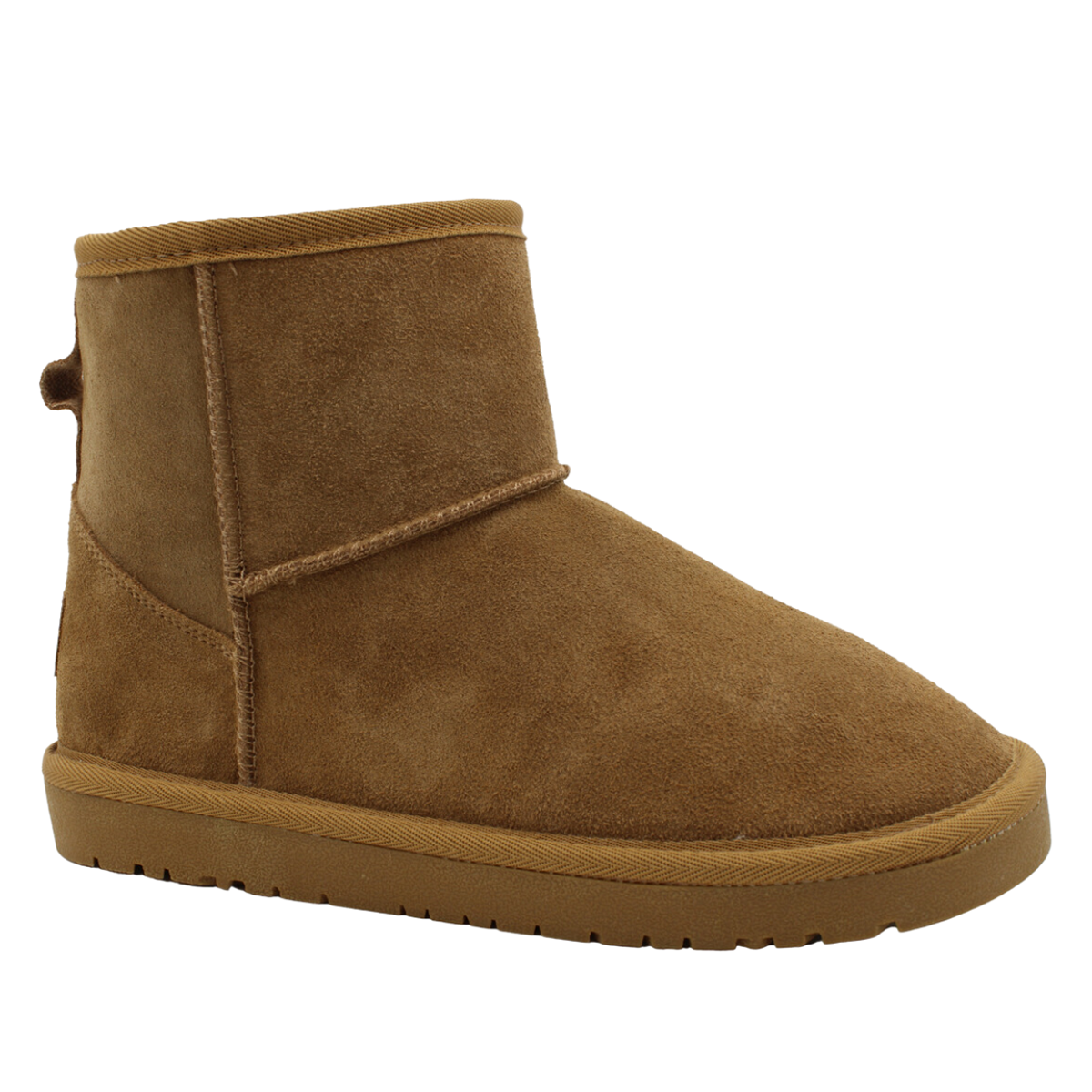 Camel-colored Arctic Muklu women's boot with a suede exterior and visible seams, ARCTIC-01