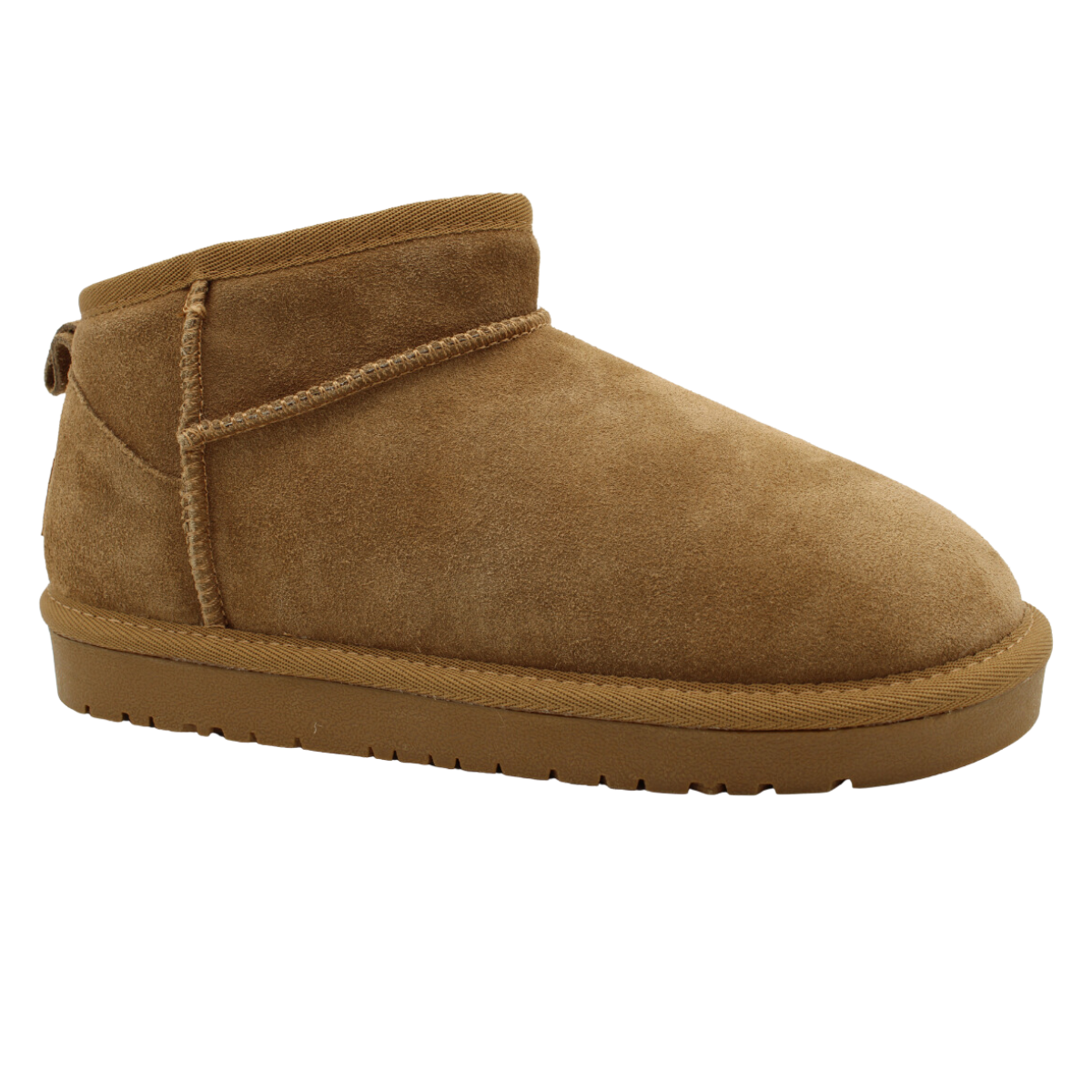 Camel-colored Arctic Muklu women's ankle boot with a folded cuff and suede exterior, ARCTIC-04