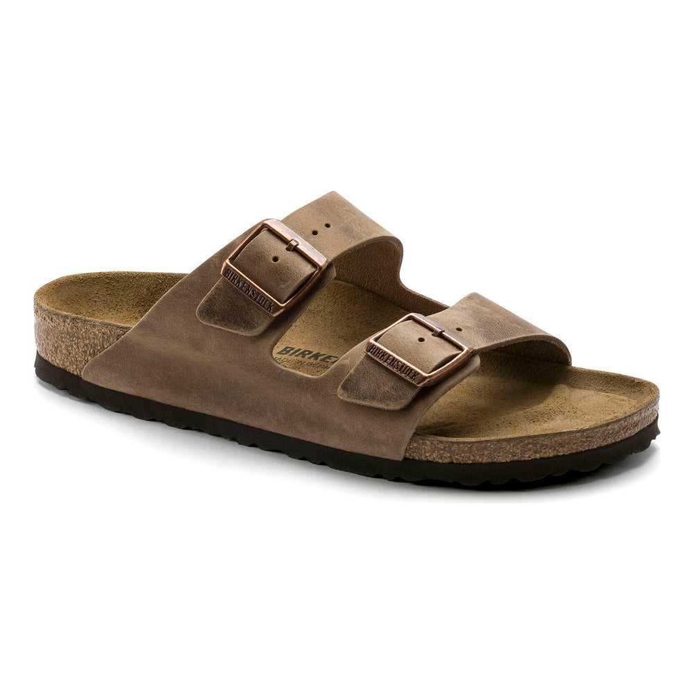 Birkenstock Arizona in Oiled Leather finish, colour is tobacco a top seller at Walking On a Cloud